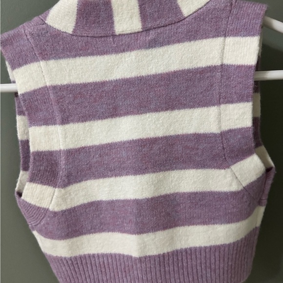 For Love and Lemons Striped Purple and White Knit Crop Top - Picture 5 of 5